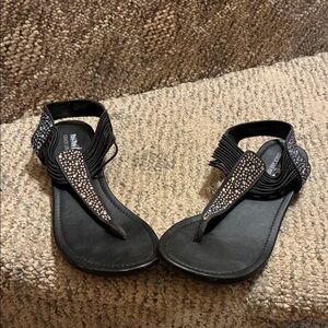 Coach and Four Black Sandals with Rhinestone Accents